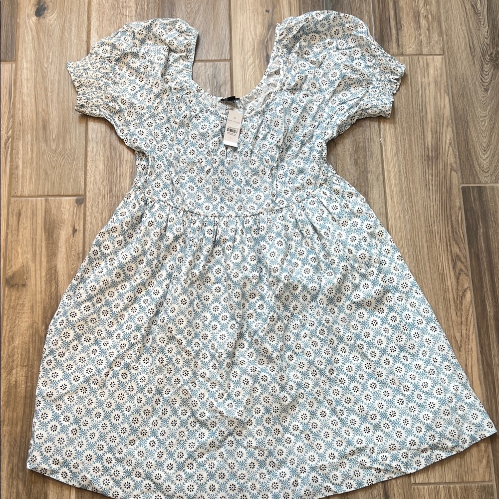 NEW Ann Taylor Blue and Black Patterned Dress Size L